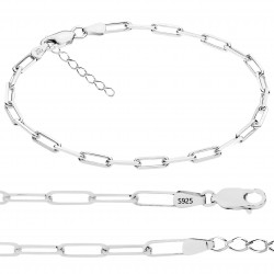 Bransoletka damska regulowana celebrytka splot spinacze paper clip duże ogniwa 2,4x6,3mm, srebro 925