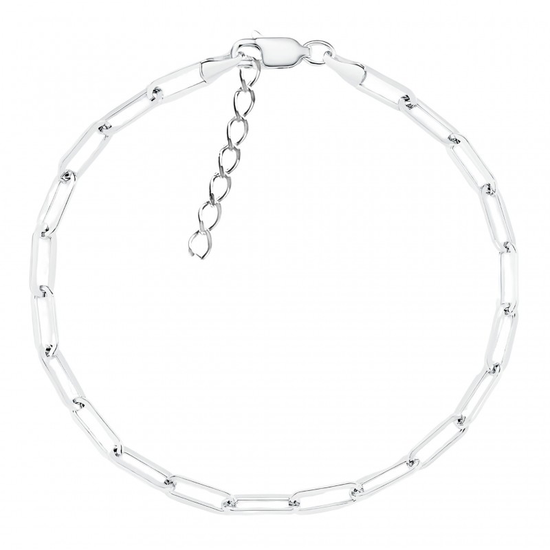 Bransoletka damska regulowana celebrytka splot spinacze paper clip duże ogniwa 2,4x6,3mm, srebro 925