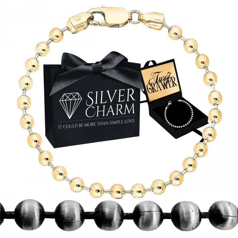 Srebrna bransoletka kulkowa okrągłe kulki Ball Chain 2,25mm, srebro 925, 17-23cm
