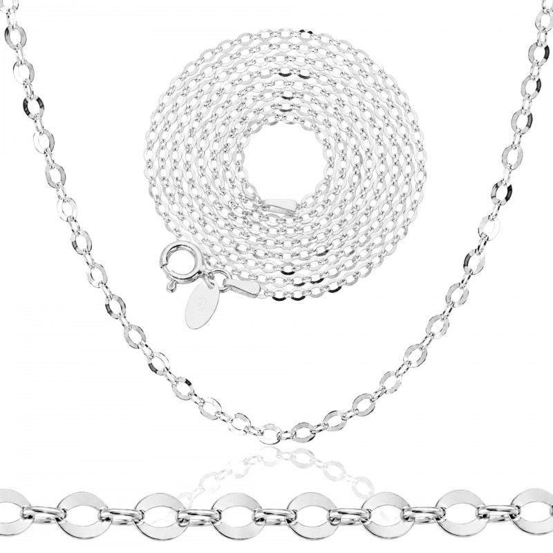 Srebrny subtelny łańcuszek Mirror Shine 925 – płaski ankier diamentowany 1.55 mm, 40-120cm