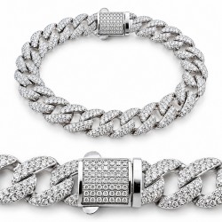 Customowowa Bransoleta pancerka Miami Cuban Iced Out 9 mm – srebro 925, wysadzana cyrkoniami