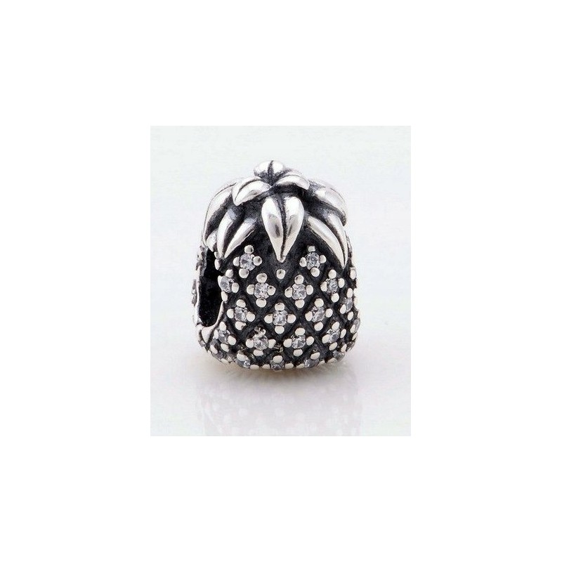 Charms beads ananas srebro 925 cyrkonia sześcienna