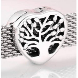 Charms płaski klips drzewo życia typu płaskiego mesh, srebro 925