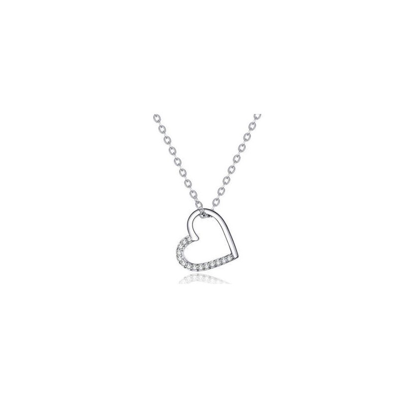 Naszyjnik ażurowe serce pave srebro 925, łańcuszek 45cm