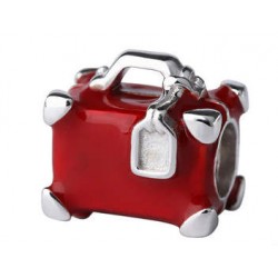 Charms czerwona walizka podróżna, srebro 925, emaliowany