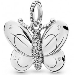 Charms- zawieszka błyszczący duży motyl srebro 925 cyrkonia sześcienna