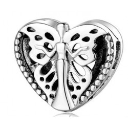 Charms płaski klips wróżka ze skrzydłami motyla do bransoletek typu reflexions, srebro 925