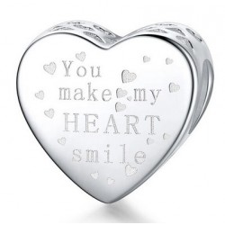 Charms serce z inskrypcją You make my heart smile srebro 925