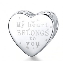 Charms serce z inskrypcją My heart belongs to you srebro 925