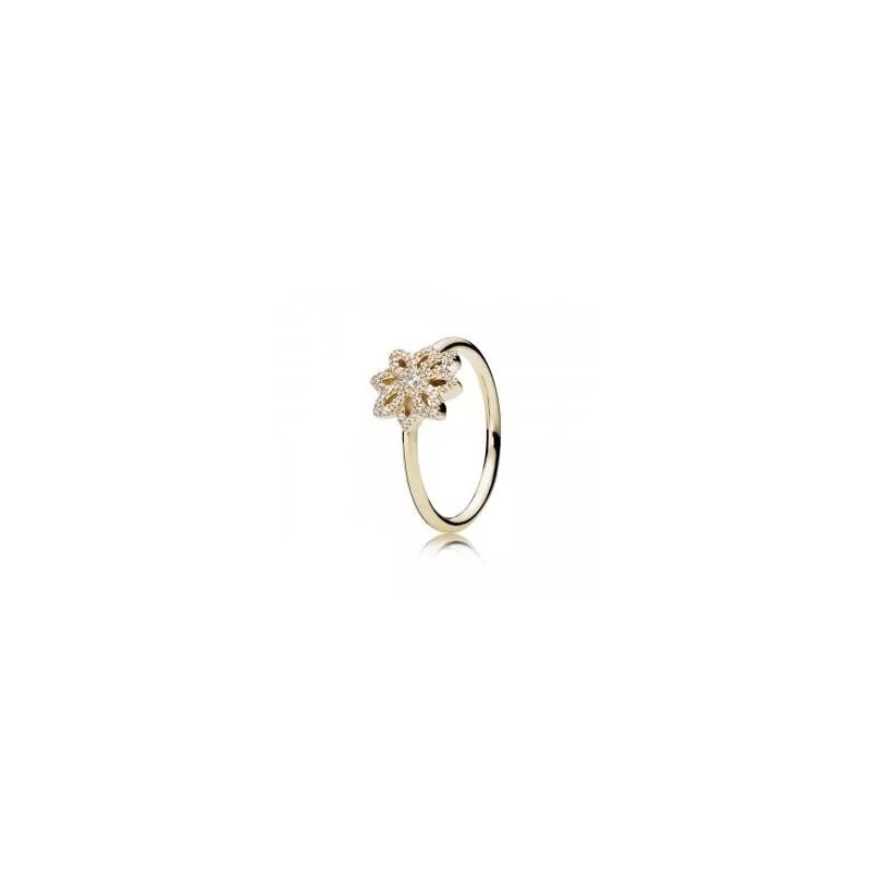 Pierścionek Pandora z 14-karatowego złota 150182CZ, złota koronka Lace Botanique