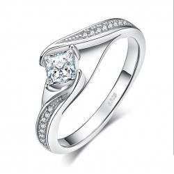 Klasyczny pierścionek zaręczynowy, srebro 925 cyrkonia sześcienna