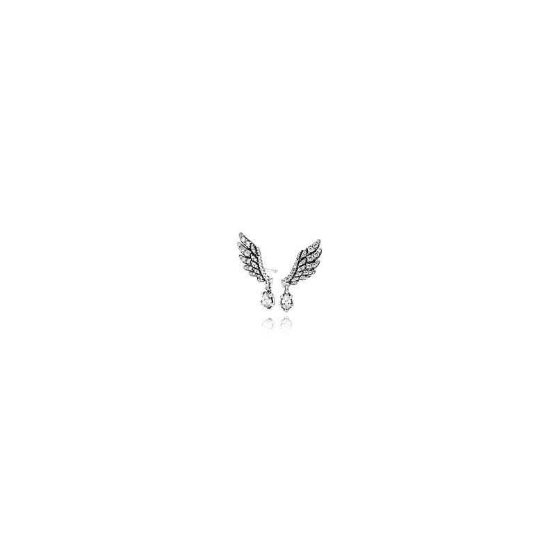 Kolczyki skrzydła skrzydła anioła z wiszącą cyrkonią sześcienną, sebro 925