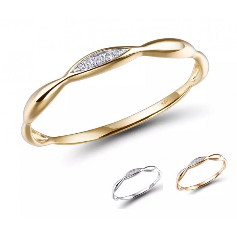 Złoty pierścionek LOVE PODS złoto 585, diamenty