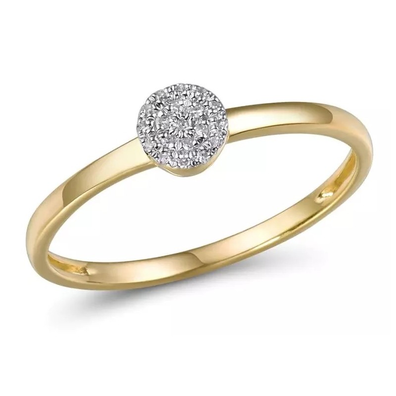 Pierścionek zaręczynowy diamentowy okrąg, złoto 585, 19x brylant