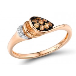 Zaręczynowy złoty pierścionek kalia z diamentami i cytrynami, różowe złoto 585, 7x brylant 0,015ct, 5x cytryn