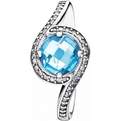 Pierścionek ze srebra, jasnoniebieski kryształ 190968NBS Radiant Emblishment Pandora