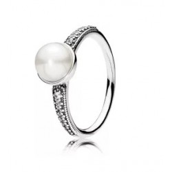 Srebrny pierścionek, biała słodkowodna perła hodowlana, cyrkonia sześcienna 191018P