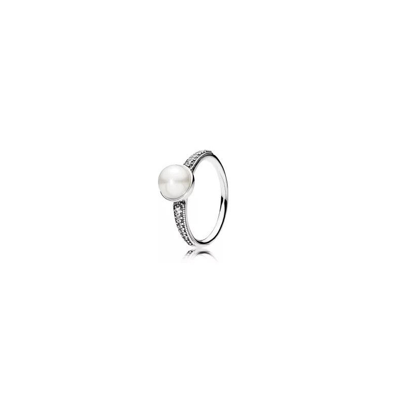 Srebrny pierścionek, biała słodkowodna perła hodowlana, cyrkonia sześcienna 191018P